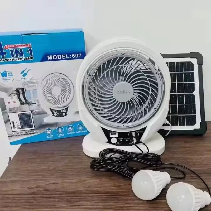 4-in-1 Solar Rechargeable Fan (Model 607)